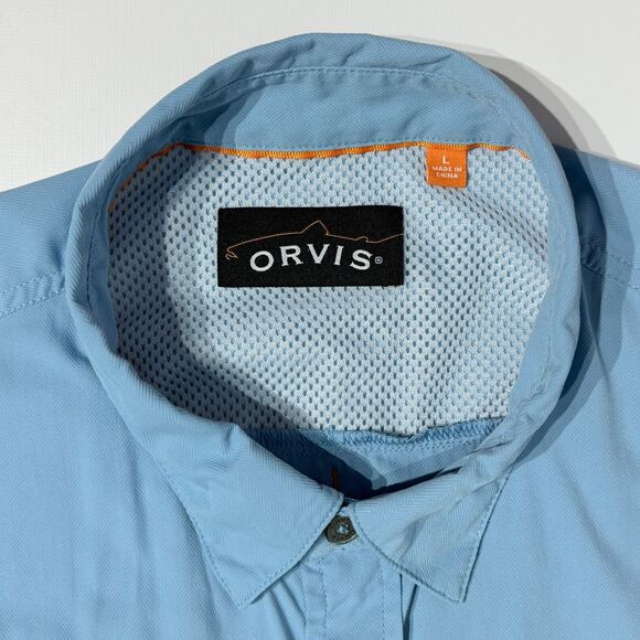 Orvis Men’s Long Sleeve Vented Fishing Camp Shirt Blue Polyamide Size L (A7) - Picture 9 of 12